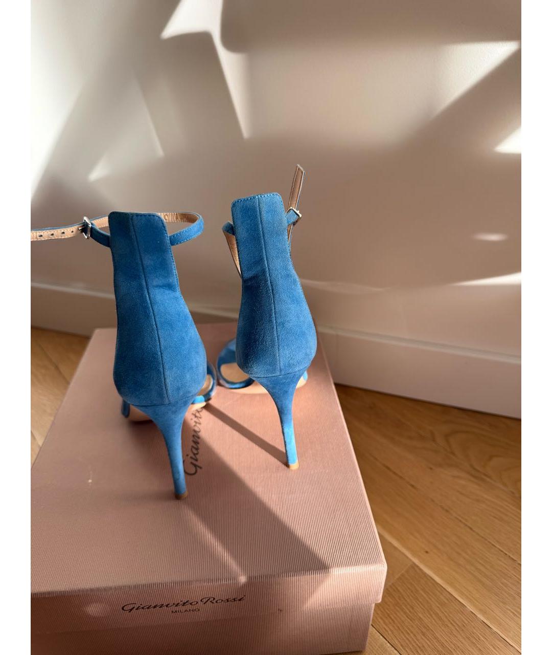 SERGIO ROSSI Голубые замшевые босоножки, фото 4