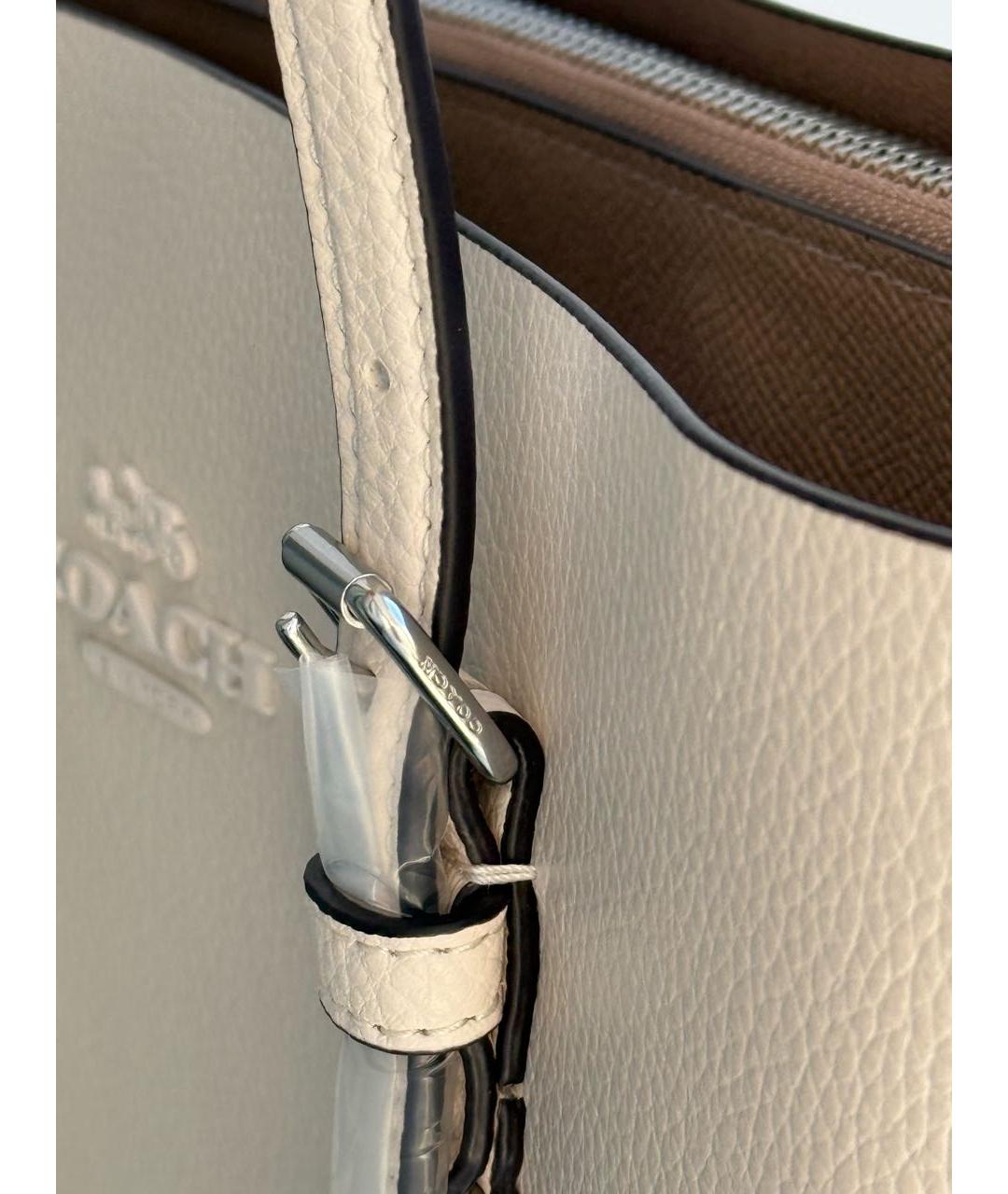 COACH Белая кожаная сумка тоут, фото 8