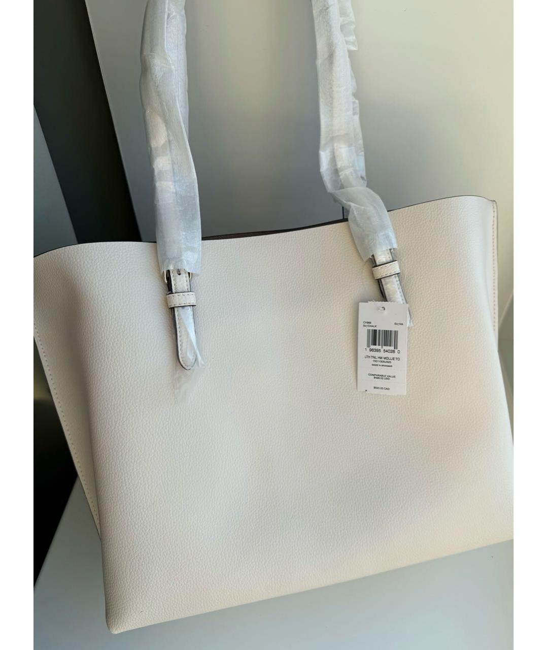 COACH Белая кожаная сумка тоут, фото 3