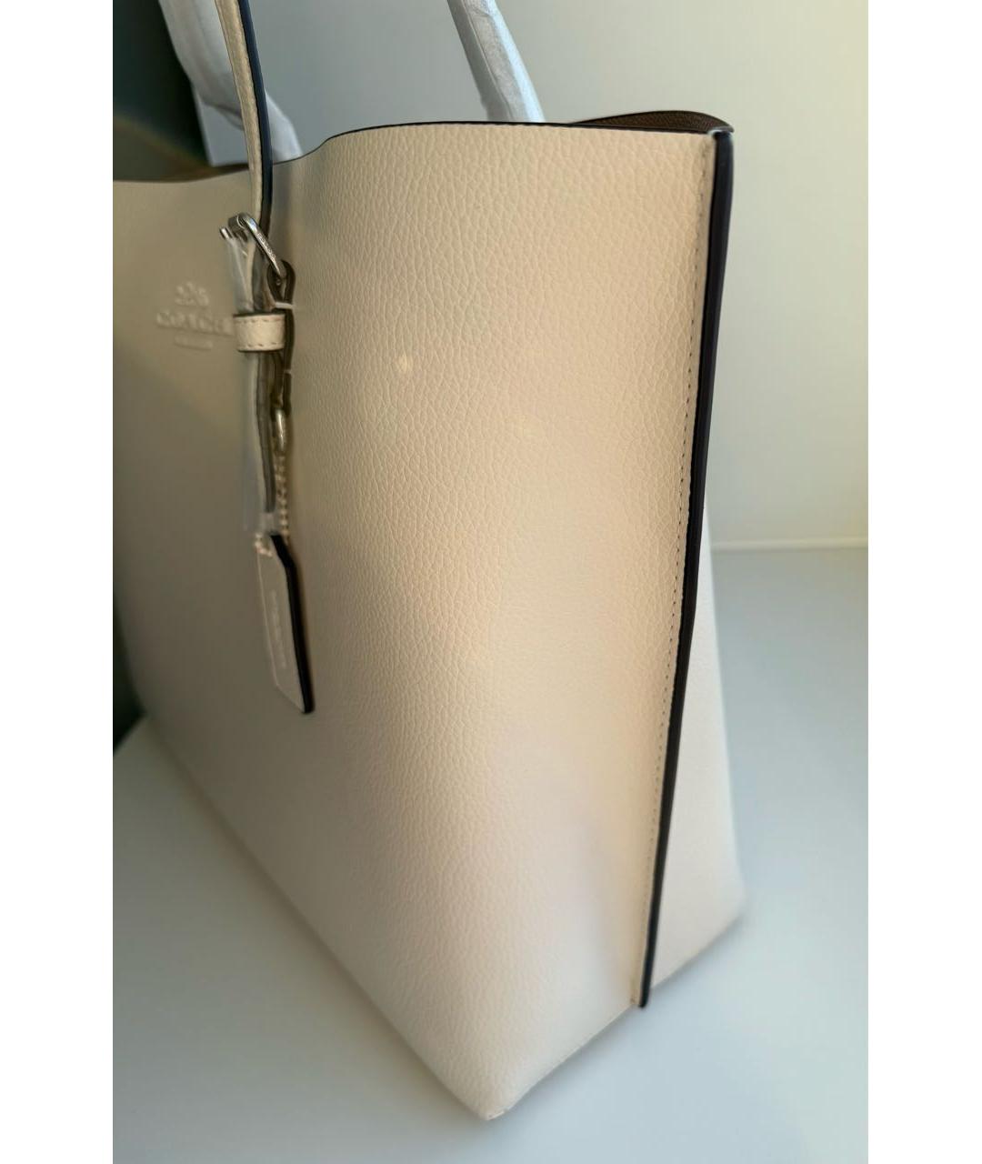 COACH Белая кожаная сумка тоут, фото 6
