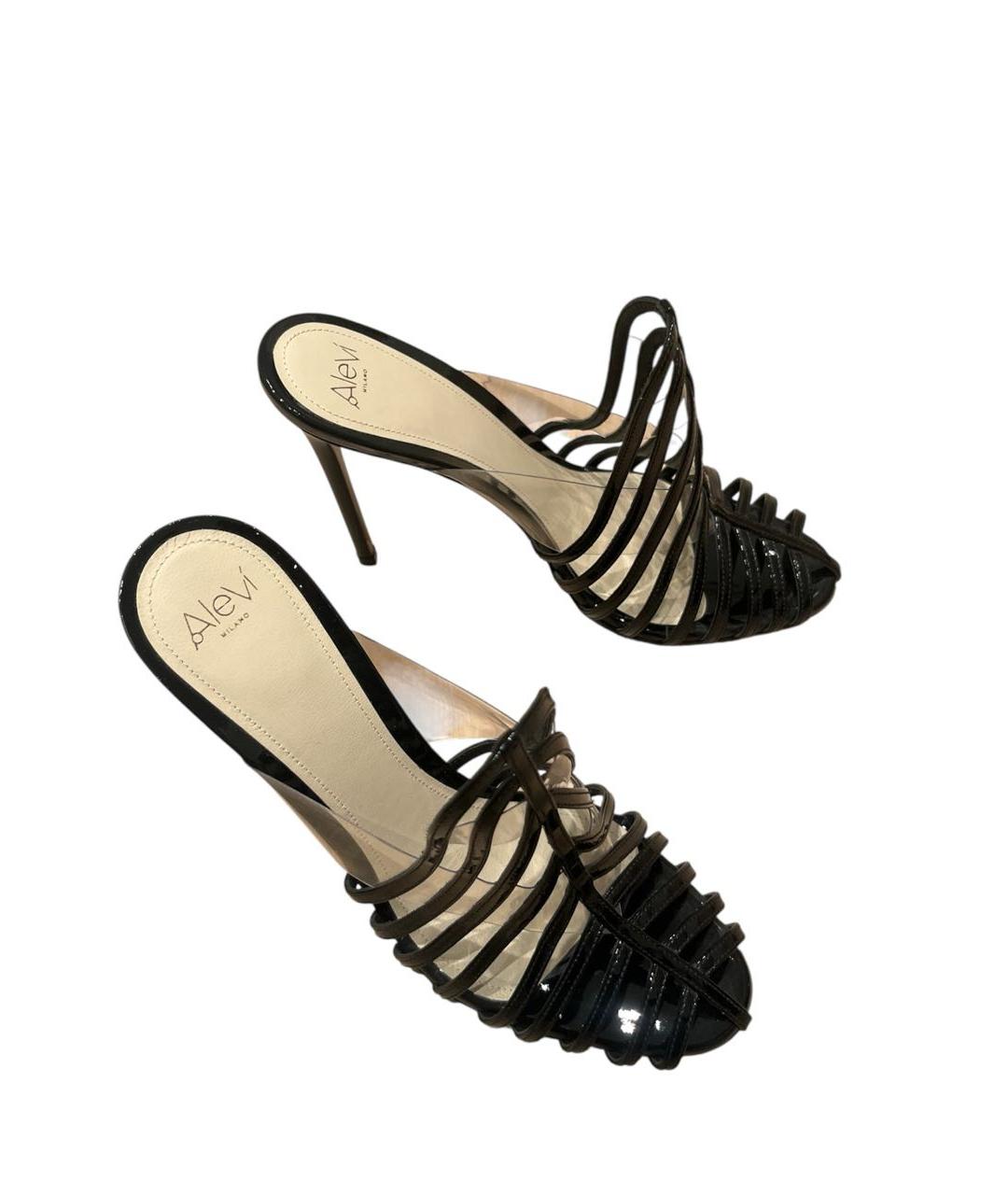 ALEVI Черные босоножки из лакированной кожи, фото 2