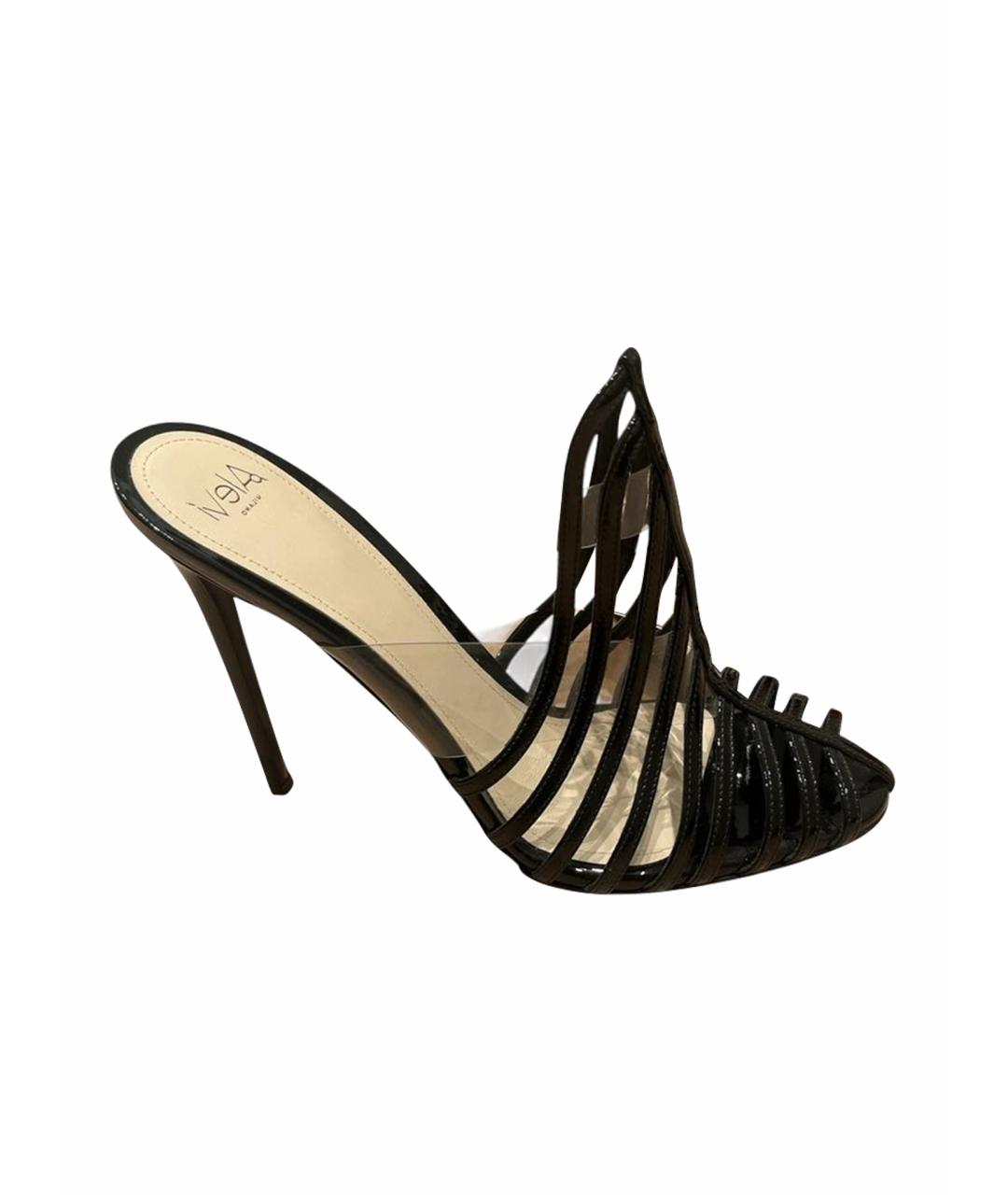 ALEVI Черные босоножки из лакированной кожи, фото 1