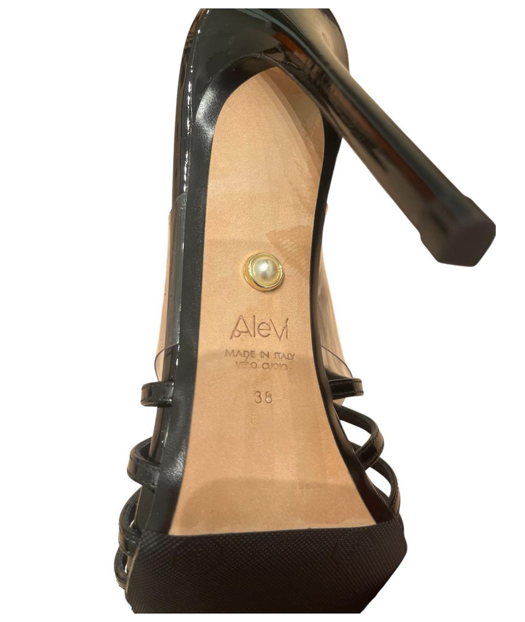 ALEVI Черные босоножки из лакированной кожи, фото 4