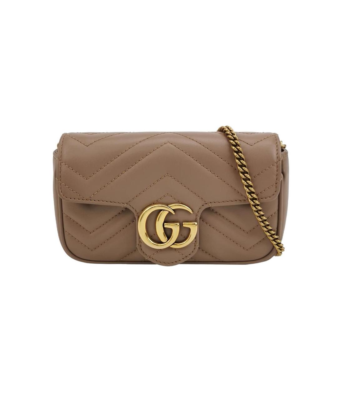 GUCCI Бежевая кожаная сумка через плечо, фото 9