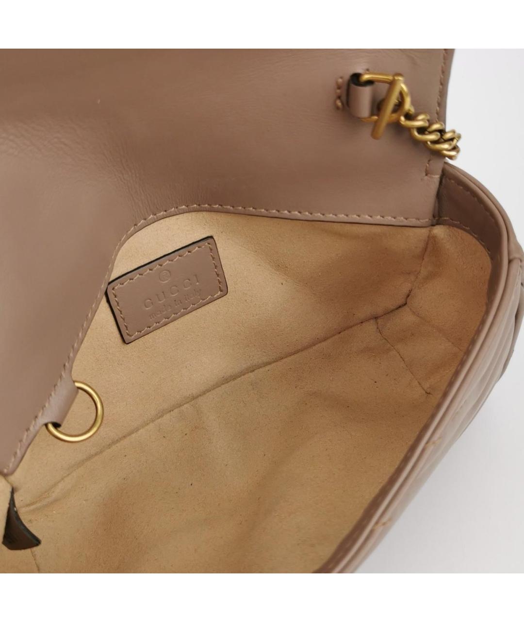 GUCCI Бежевая кожаная сумка через плечо, фото 5