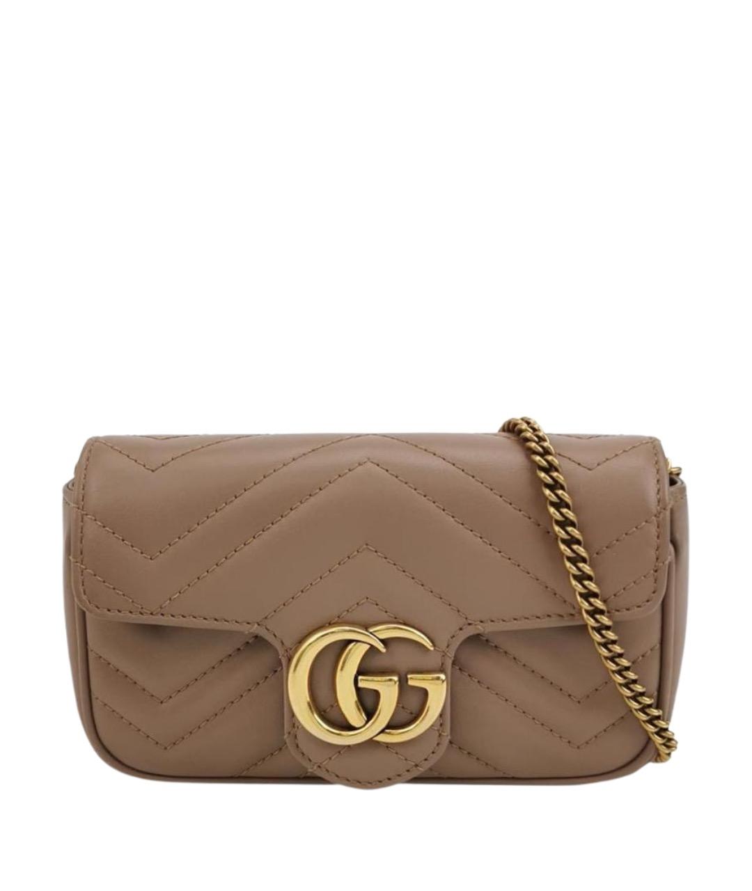 GUCCI Бежевая кожаная сумка через плечо, фото 1