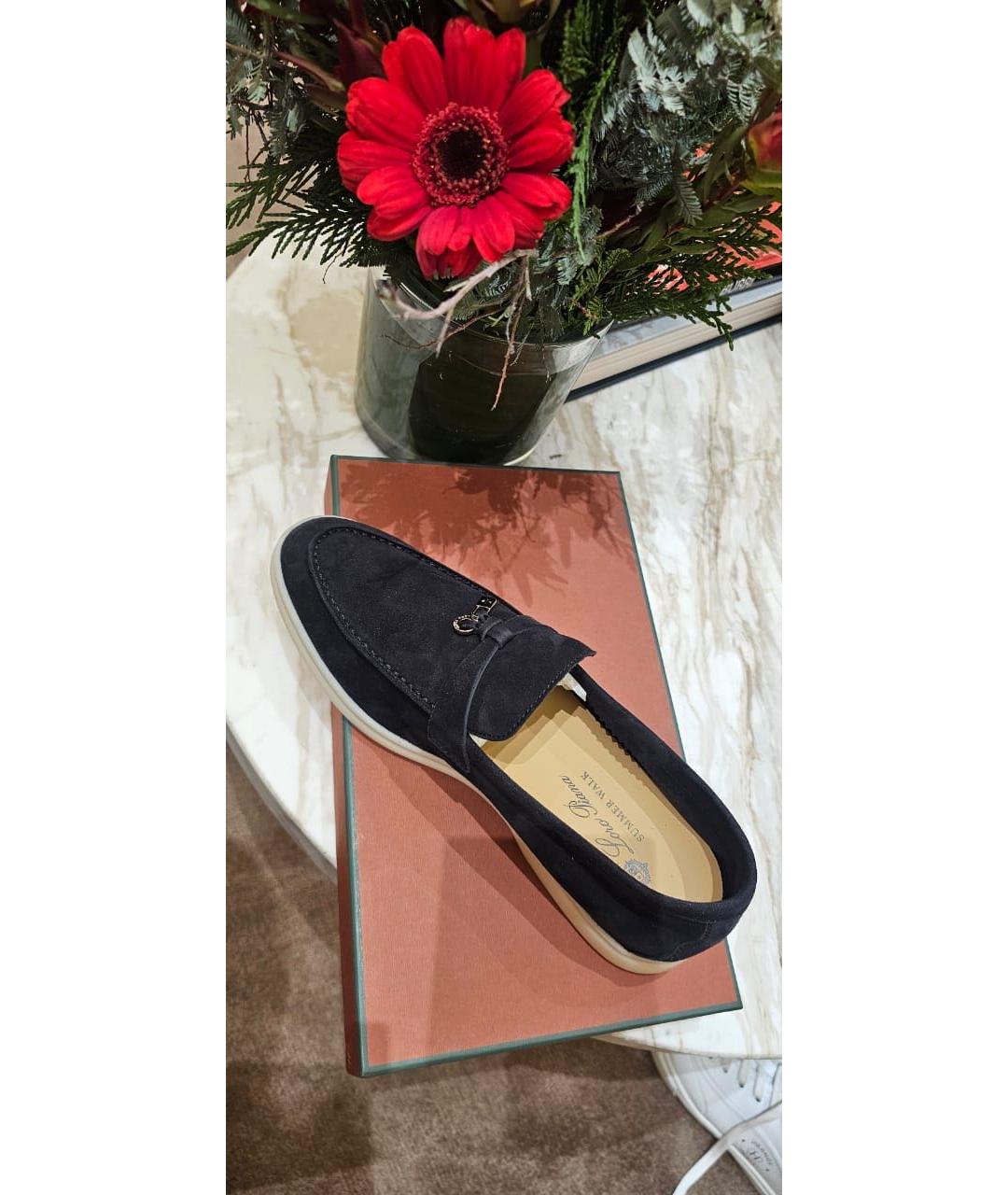 LORO PIANA Темно-синие замшевые лоферы, фото 4