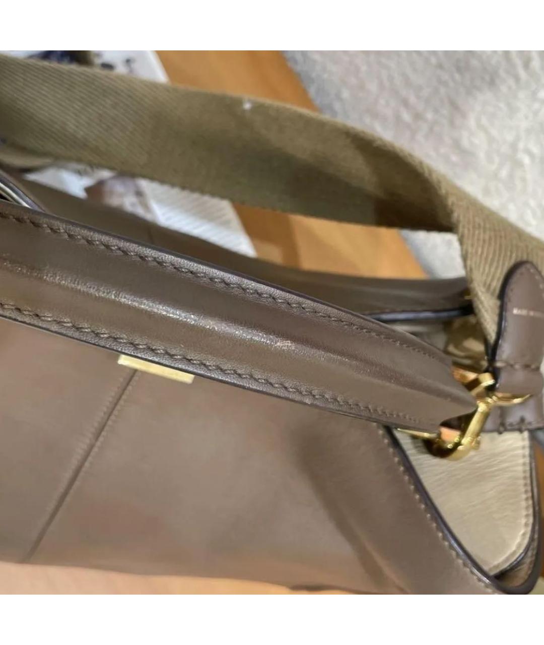 FENDI Коричневая кожаная сумка с короткими ручками, фото 3