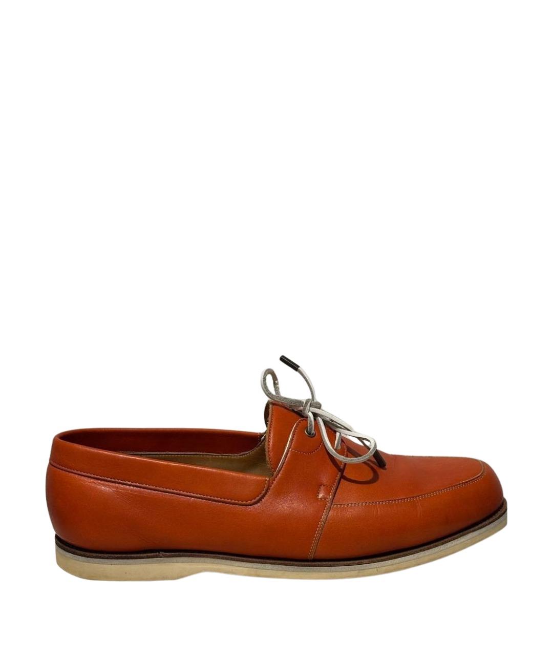 JOHN LOBB Оранжевое кожаные низкие ботинки, фото 1