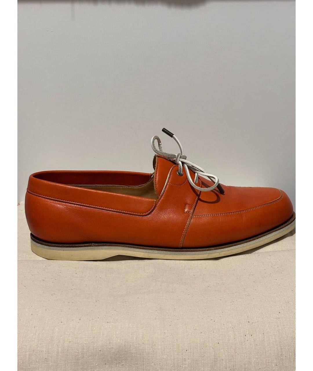 JOHN LOBB Оранжевое кожаные низкие ботинки, фото 5