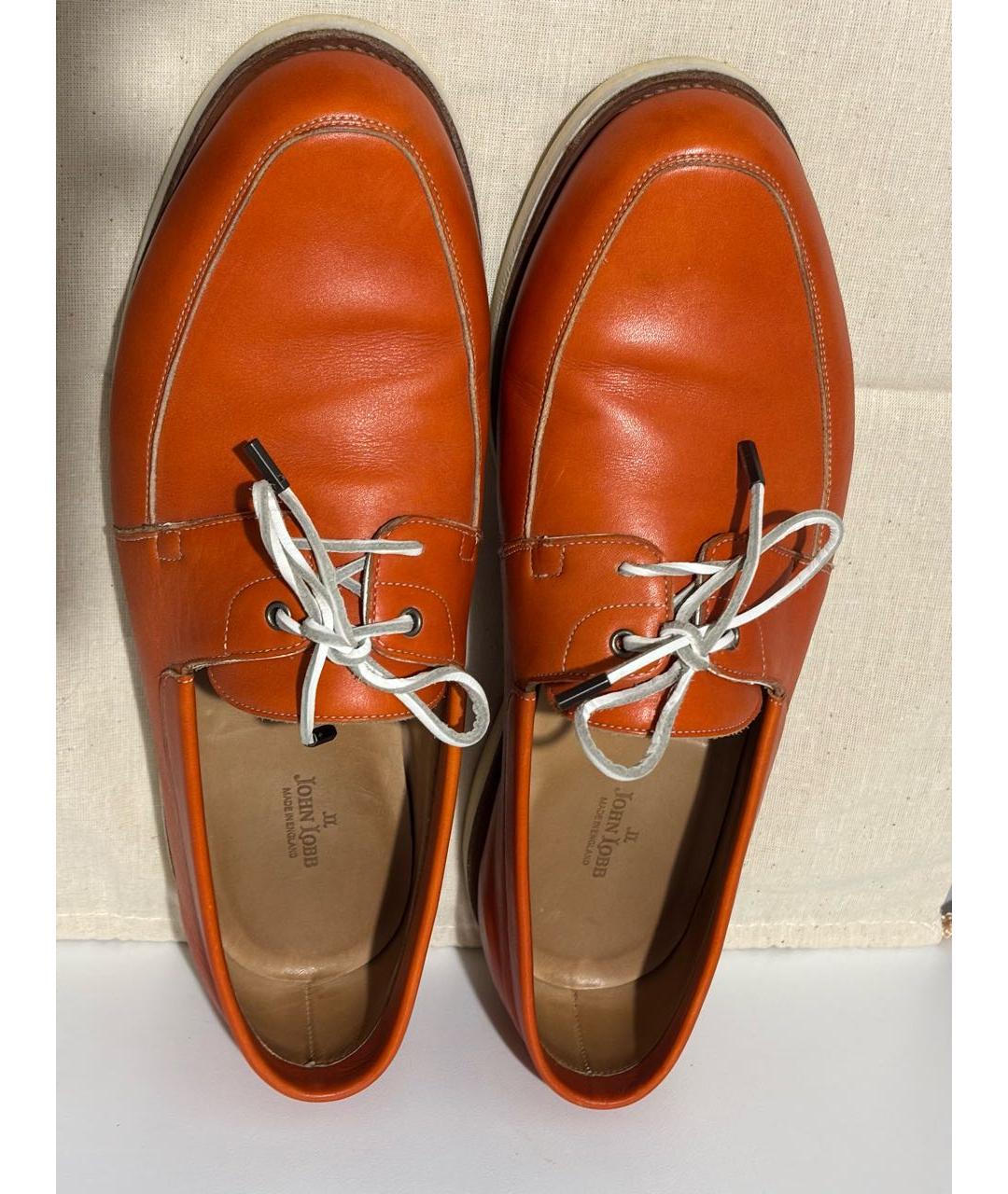 JOHN LOBB Оранжевое кожаные низкие ботинки, фото 3