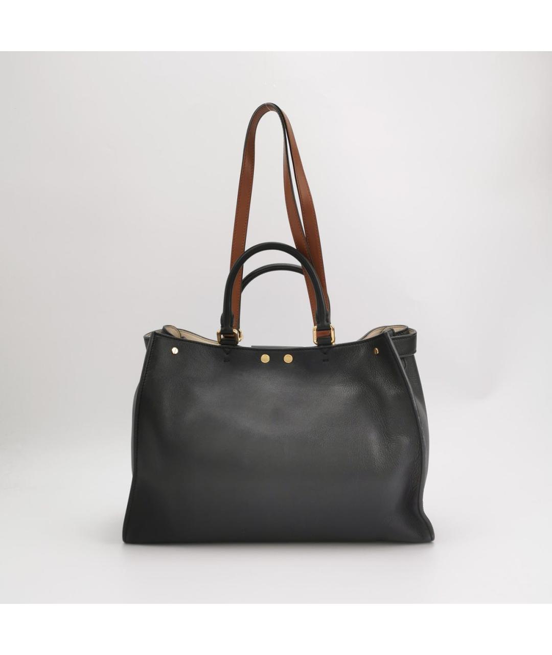 FENDI Черная кожаная сумка тоут, фото 7