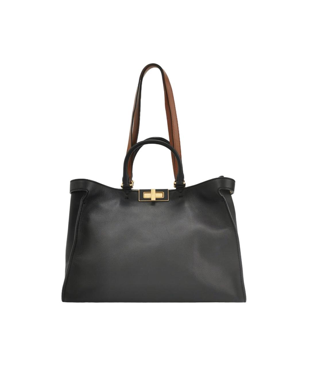 FENDI Черная кожаная сумка тоут, фото 8