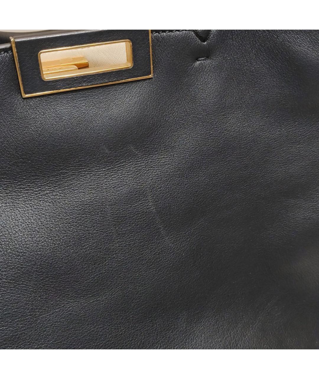 FENDI Черная кожаная сумка тоут, фото 4