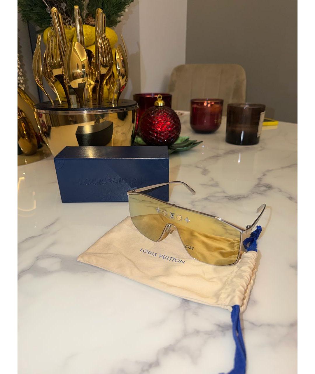LOUIS VUITTON Золотые металлические солнцезащитные очки, фото 8