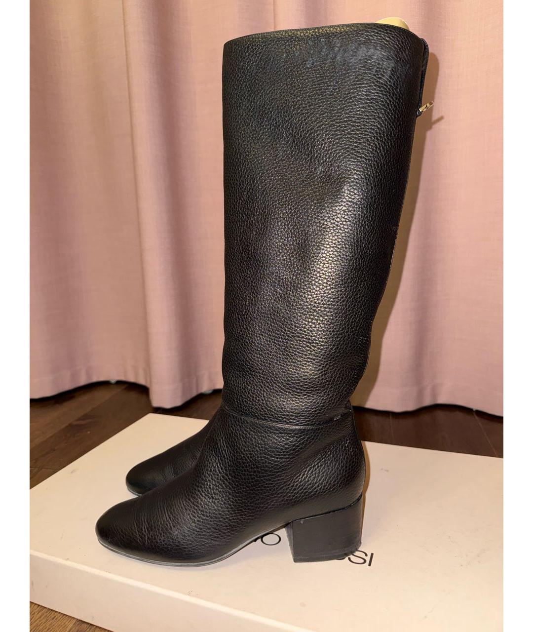 SERGIO ROSSI Черные кожаные сапоги, фото 4