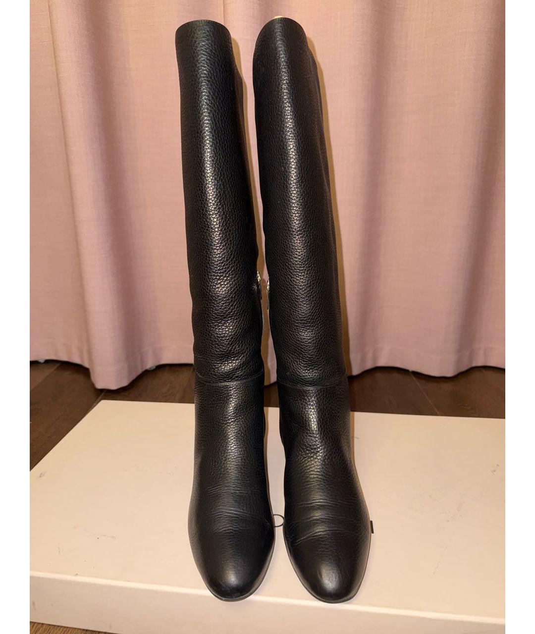 SERGIO ROSSI Черные кожаные сапоги, фото 3