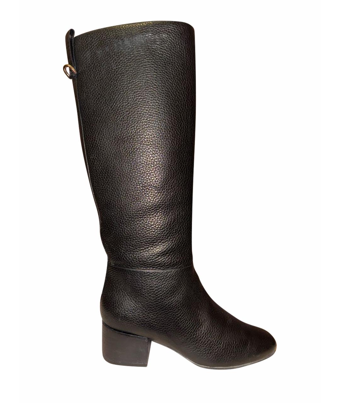 SERGIO ROSSI Черные кожаные сапоги, фото 1