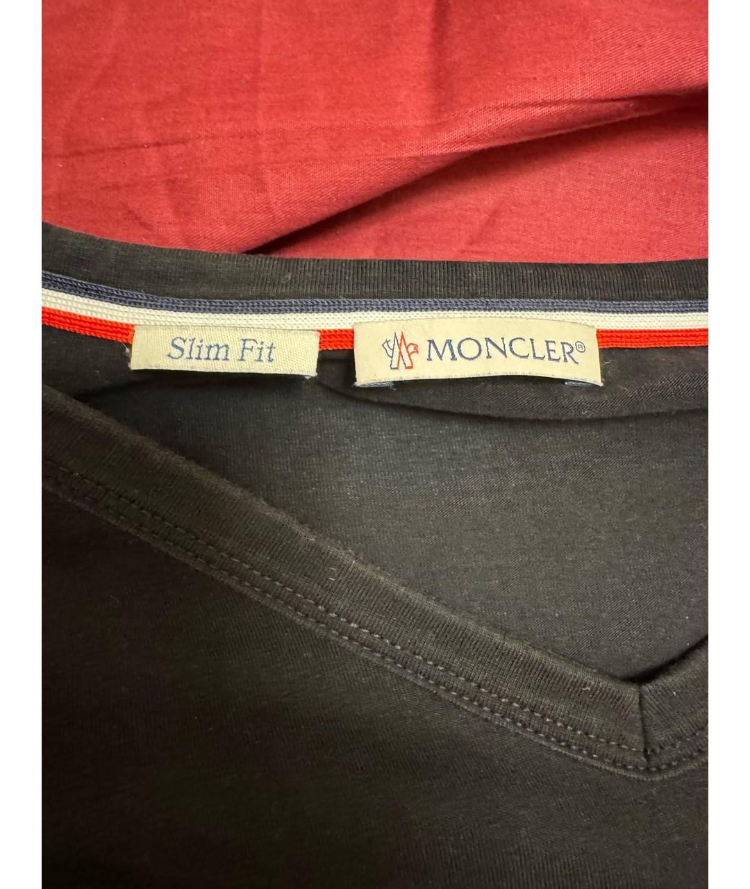 MONCLER Черная хлопковая футболка, фото 3