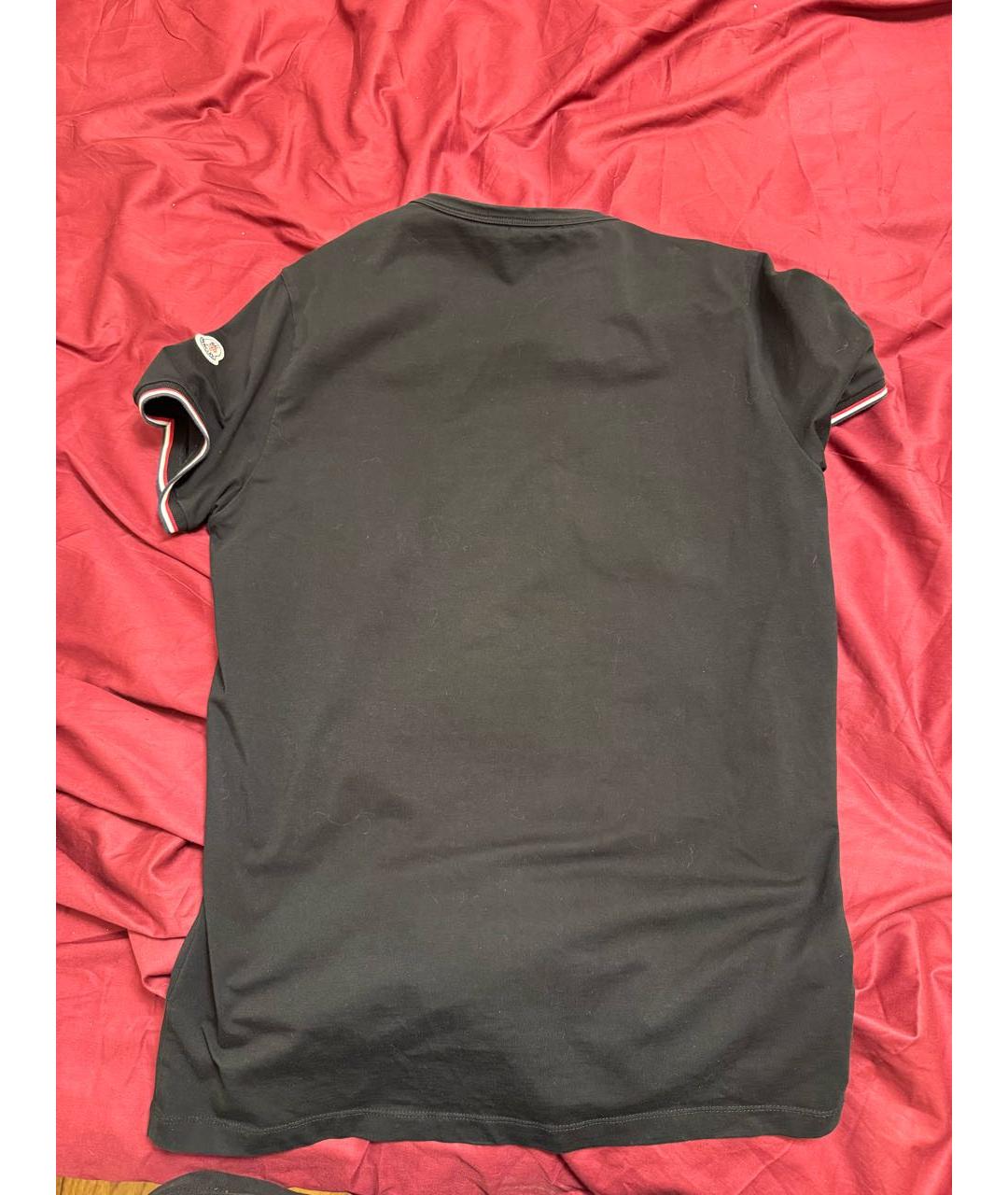 MONCLER Черная хлопковая футболка, фото 2