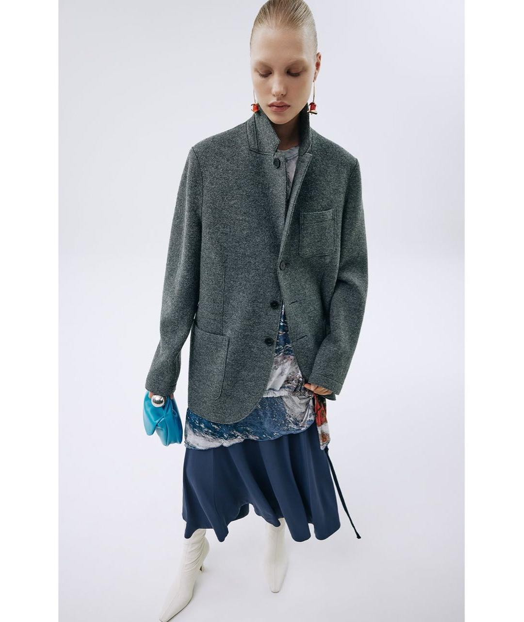 JIL SANDER Темно-синяя вискозная юбка макси, фото 2