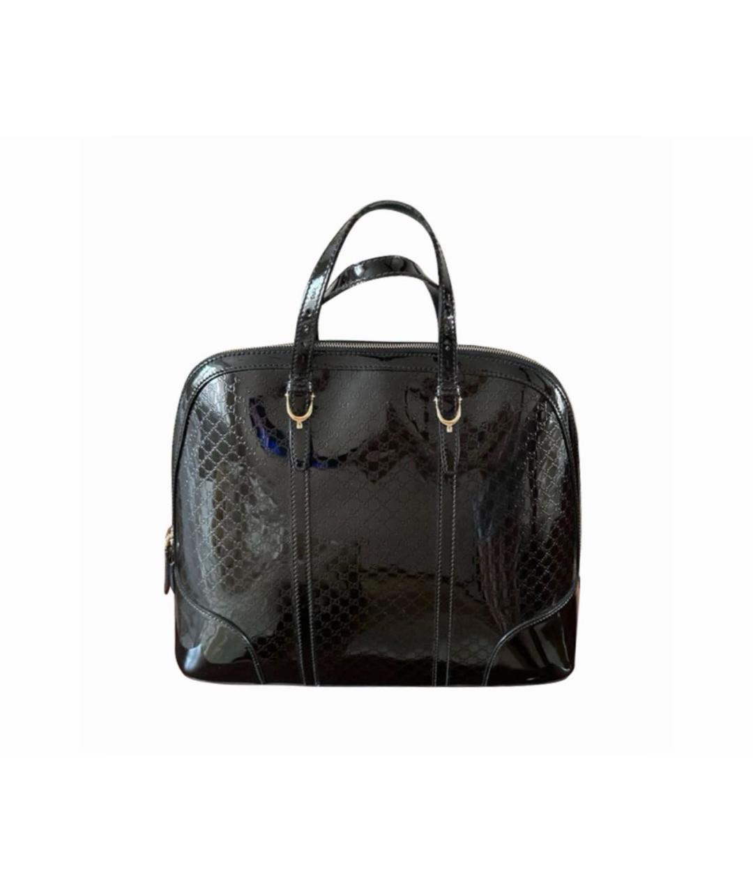 GUCCI Черная сумка с короткими ручками из лакированной кожи, фото 9