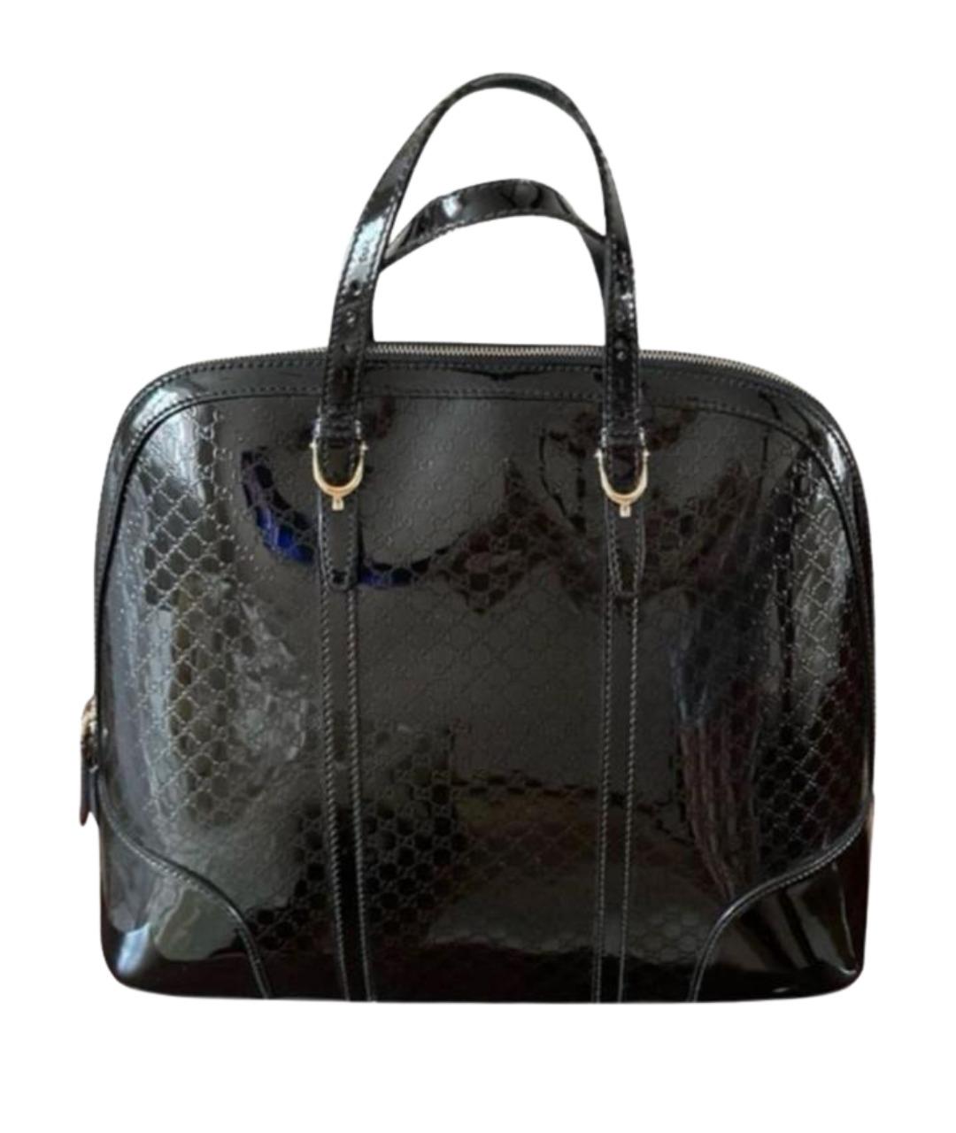 GUCCI Черная сумка с короткими ручками из лакированной кожи, фото 1