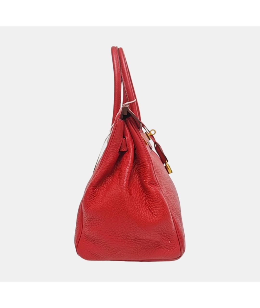 HERMES Красная кожаная сумка с короткими ручками, фото 4