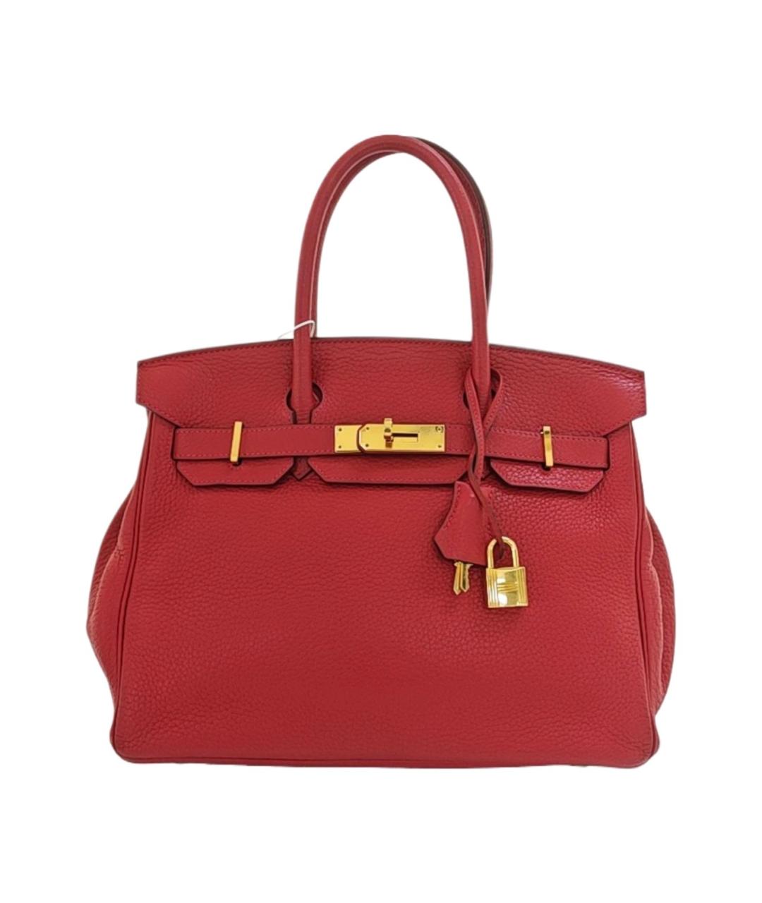 HERMES Красная кожаная сумка с короткими ручками, фото 10