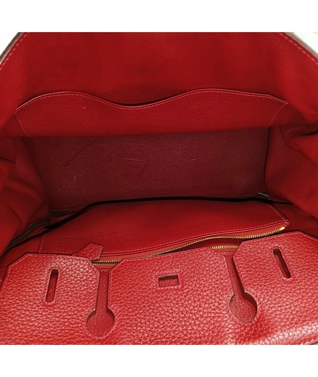 HERMES Красная кожаная сумка с короткими ручками, фото 6