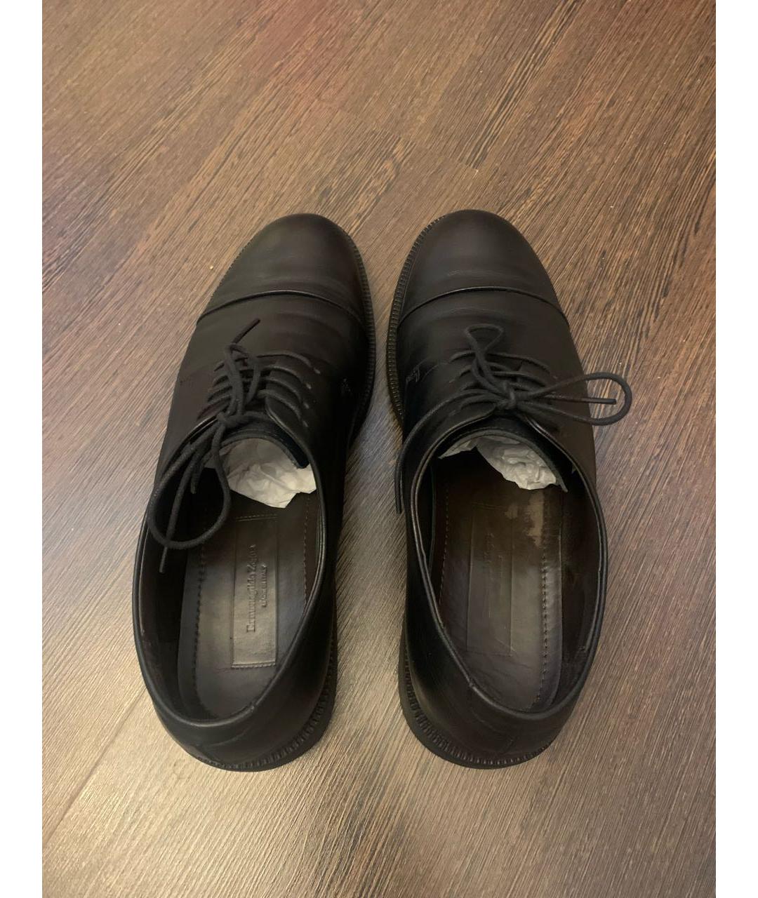 ERMENEGILDO ZEGNA XXX Черные кожаные низкие ботинки, фото 3