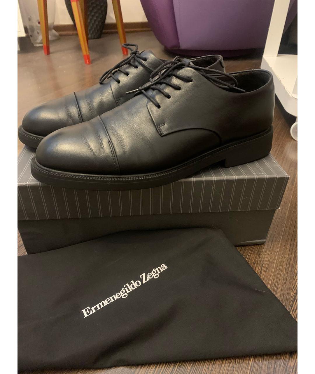 ERMENEGILDO ZEGNA XXX Черные кожаные низкие ботинки, фото 6