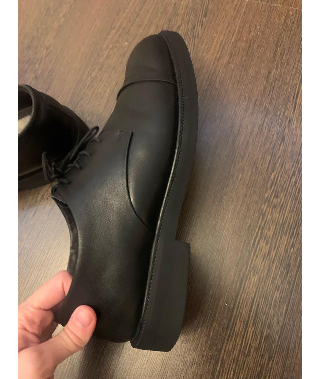 ERMENEGILDO ZEGNA XXX Черные кожаные низкие ботинки, фото 5