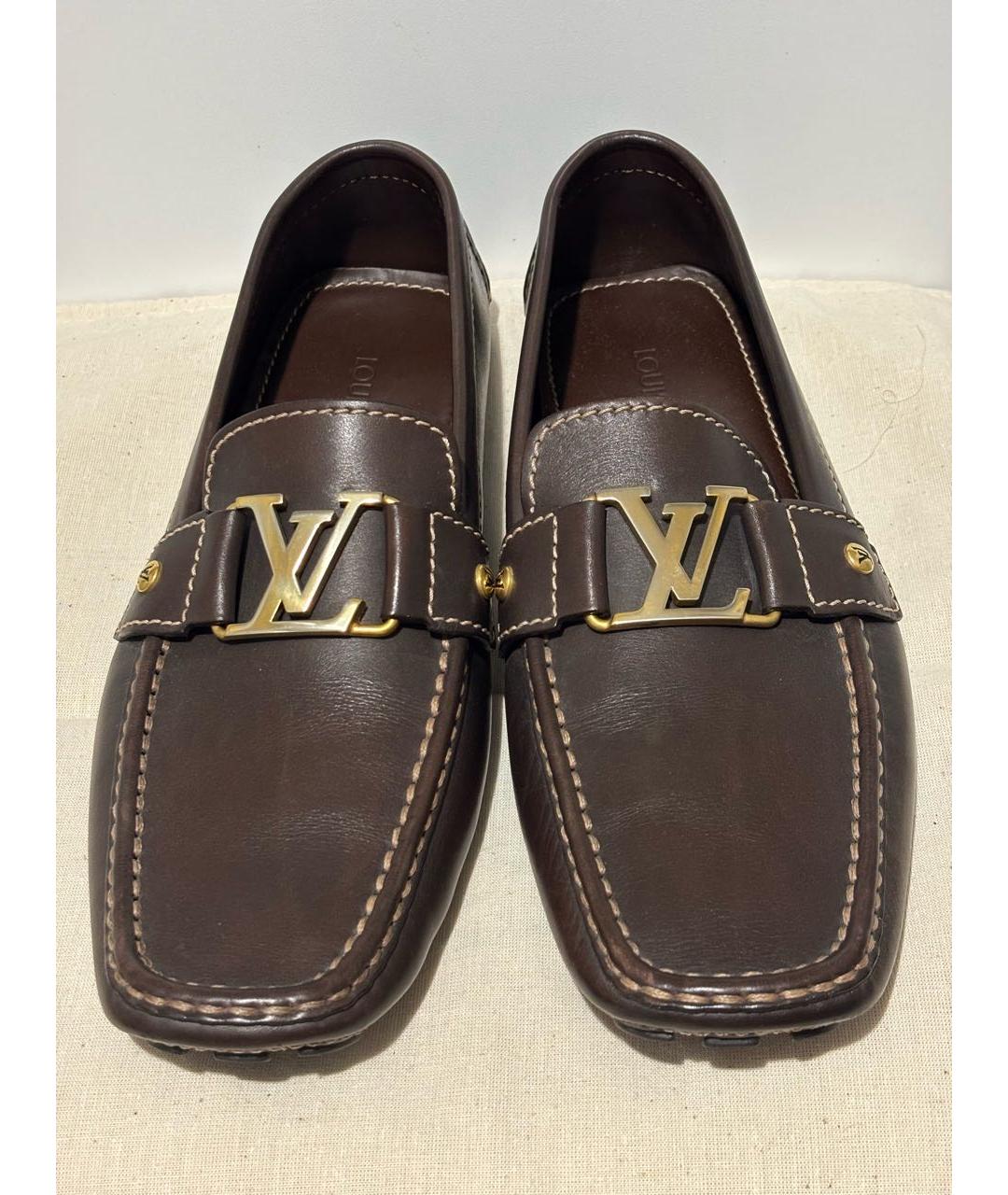 LOUIS VUITTON Коричневые кожаные мокасины, фото 2
