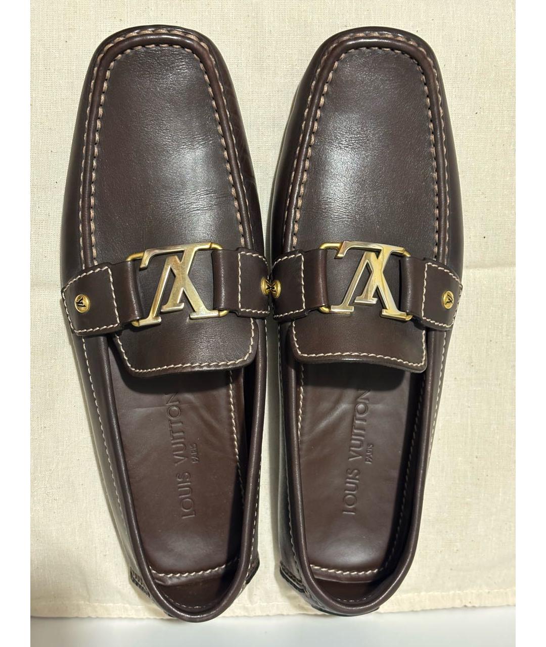 LOUIS VUITTON Коричневые кожаные мокасины, фото 3