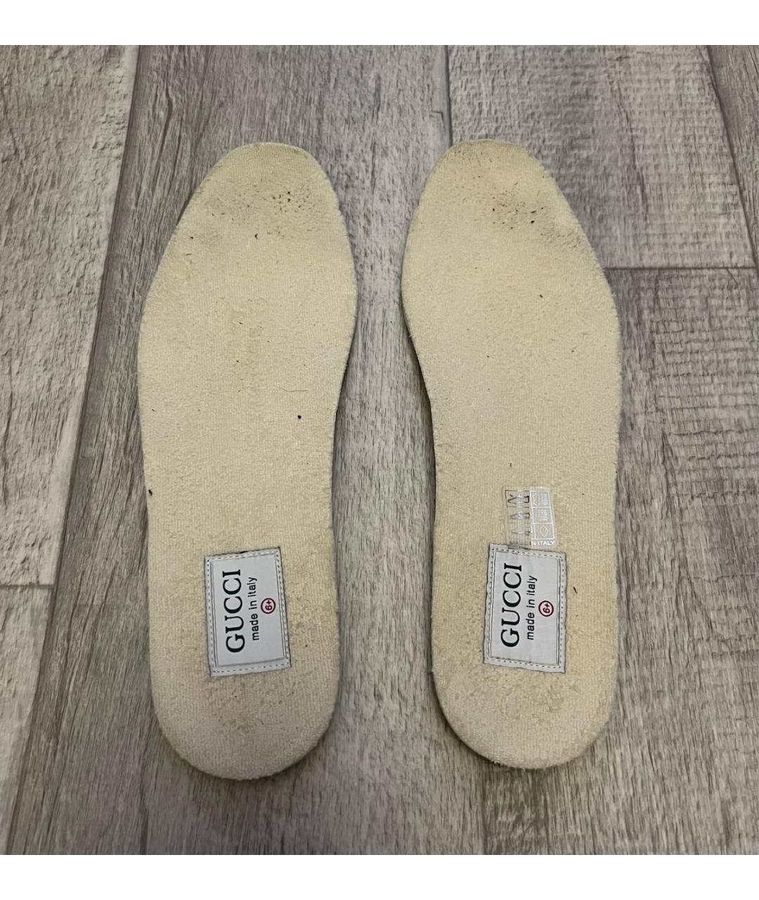 GUCCI Серые кожаные низкие кроссовки / кеды, фото 7