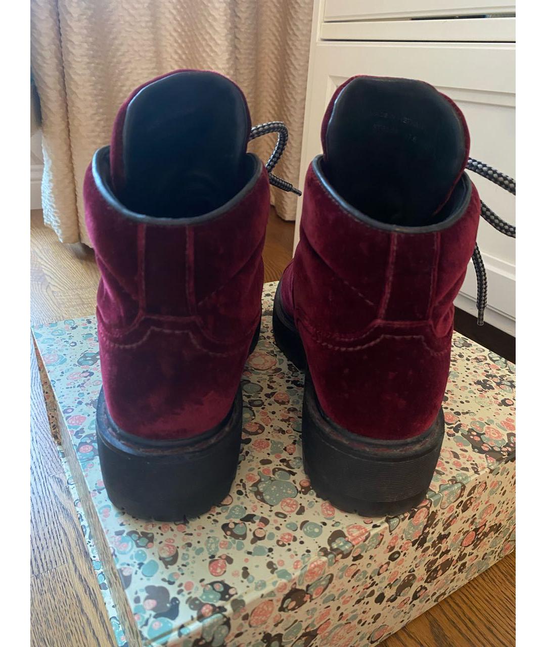 PRADA Бордовые бархатные ботинки, фото 5