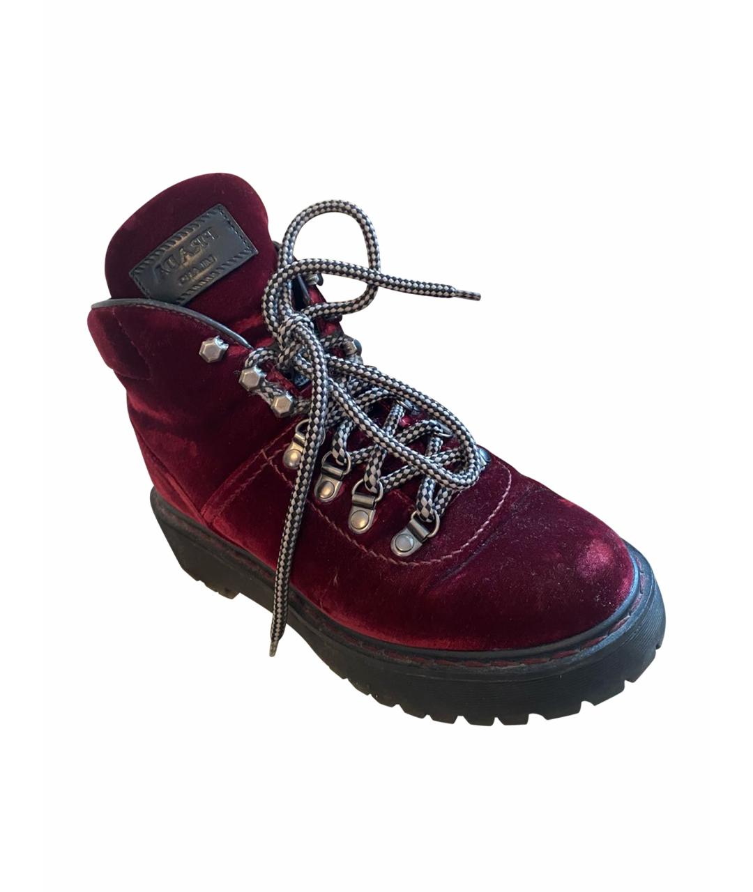 PRADA Бордовые бархатные ботинки, фото 1