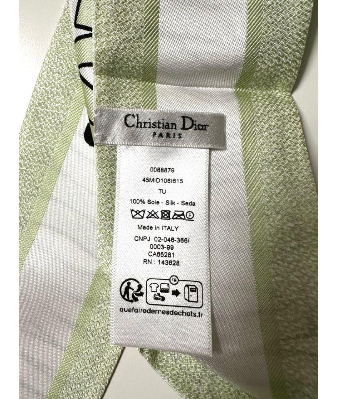 CHRISTIAN DIOR Зеленый шелковый шарф, фото 2