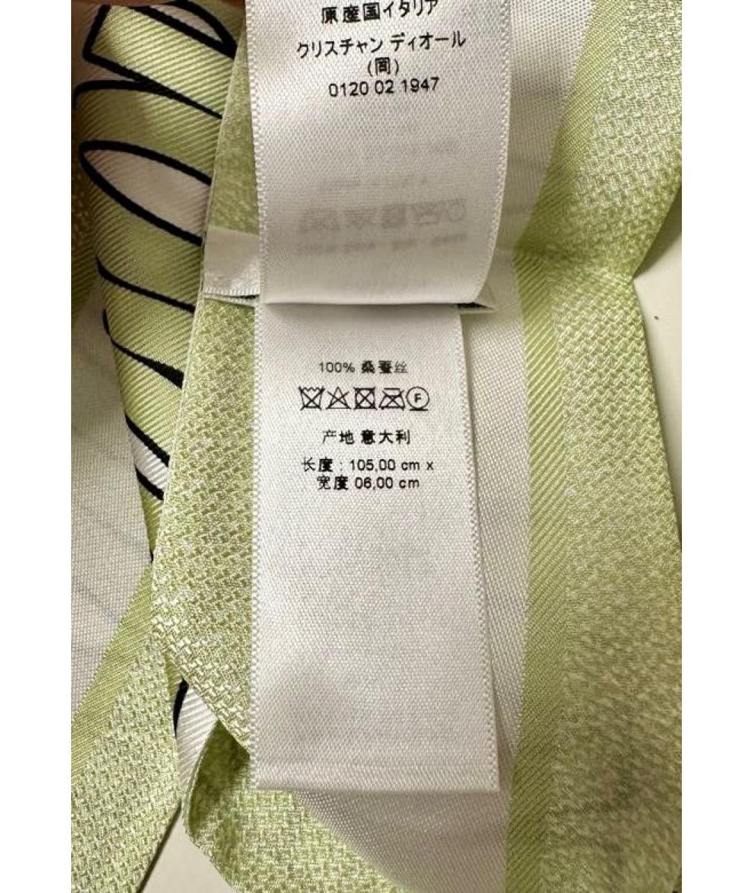 CHRISTIAN DIOR Зеленый шелковый шарф, фото 3