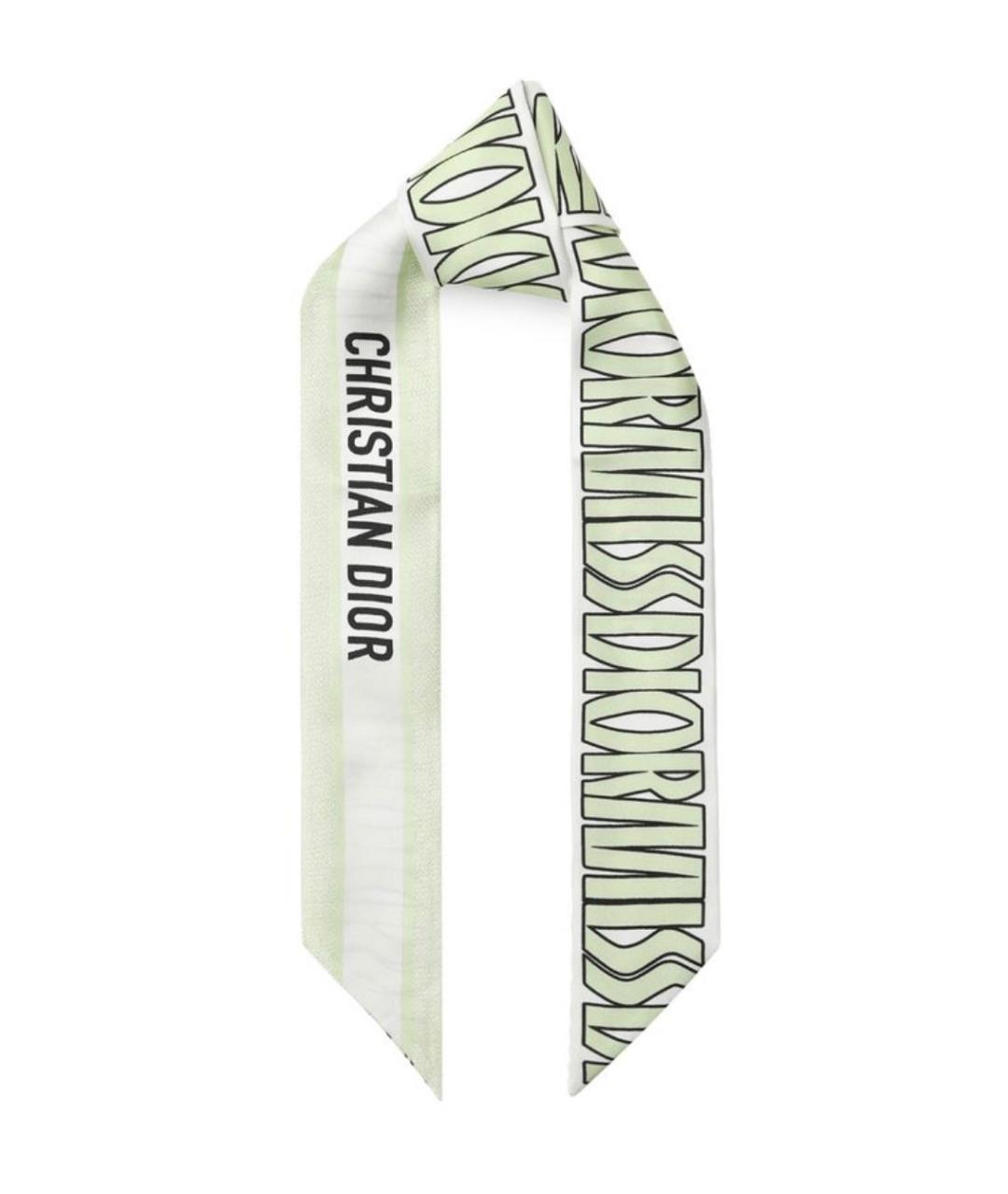 CHRISTIAN DIOR Зеленый шелковый шарф, фото 1