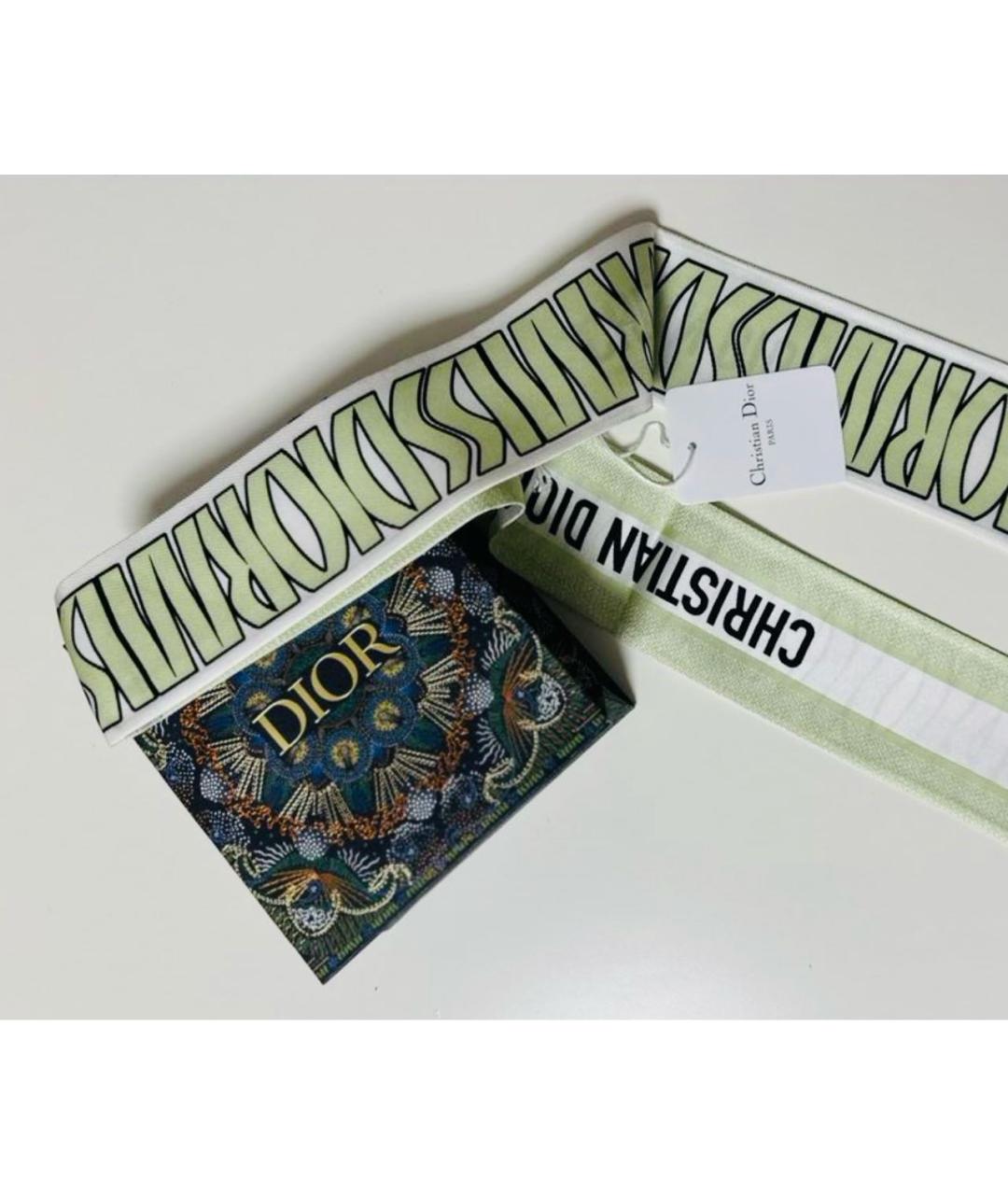 CHRISTIAN DIOR Зеленый шелковый шарф, фото 6