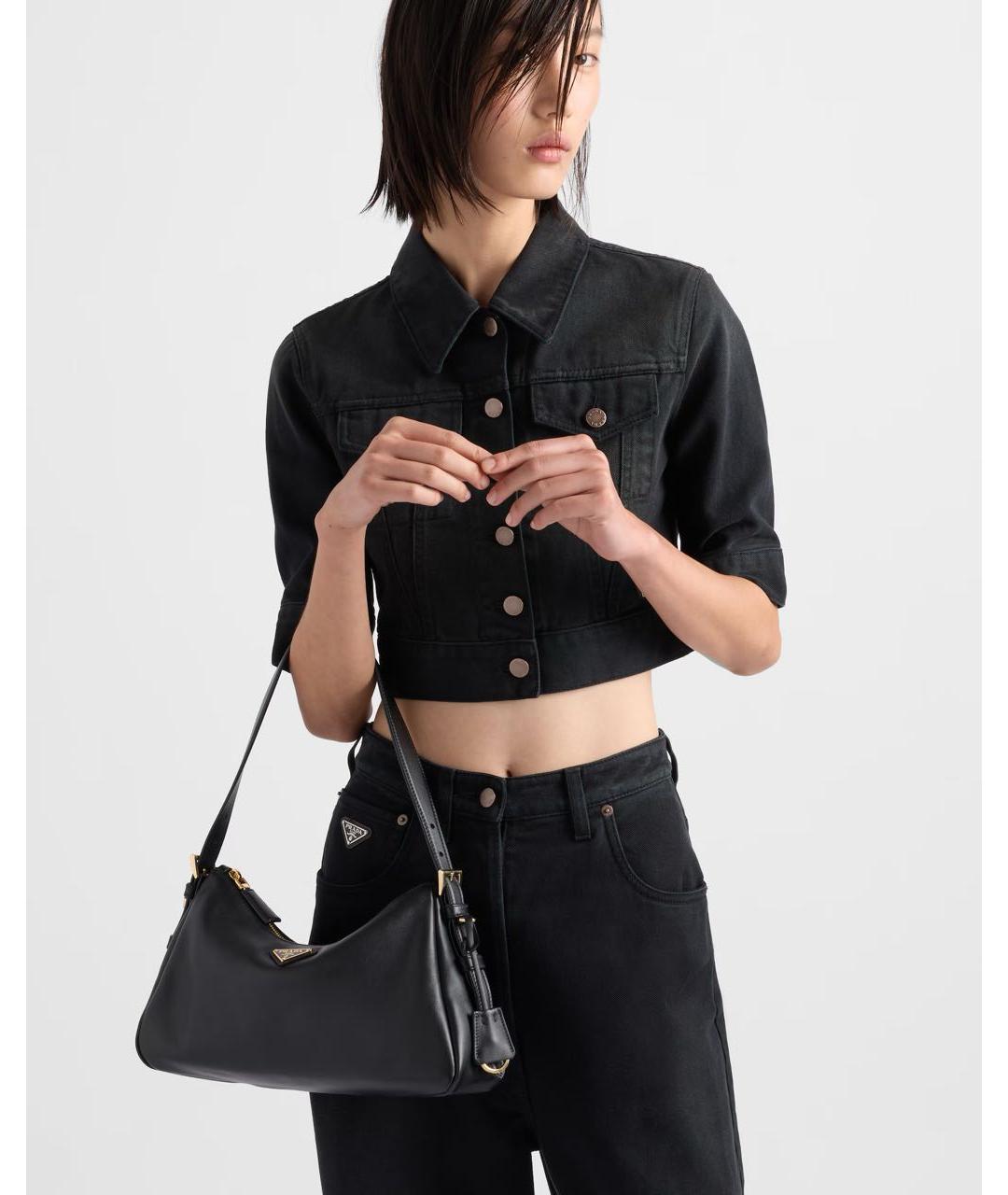 PRADA Черная кожаная сумка через плечо, фото 2