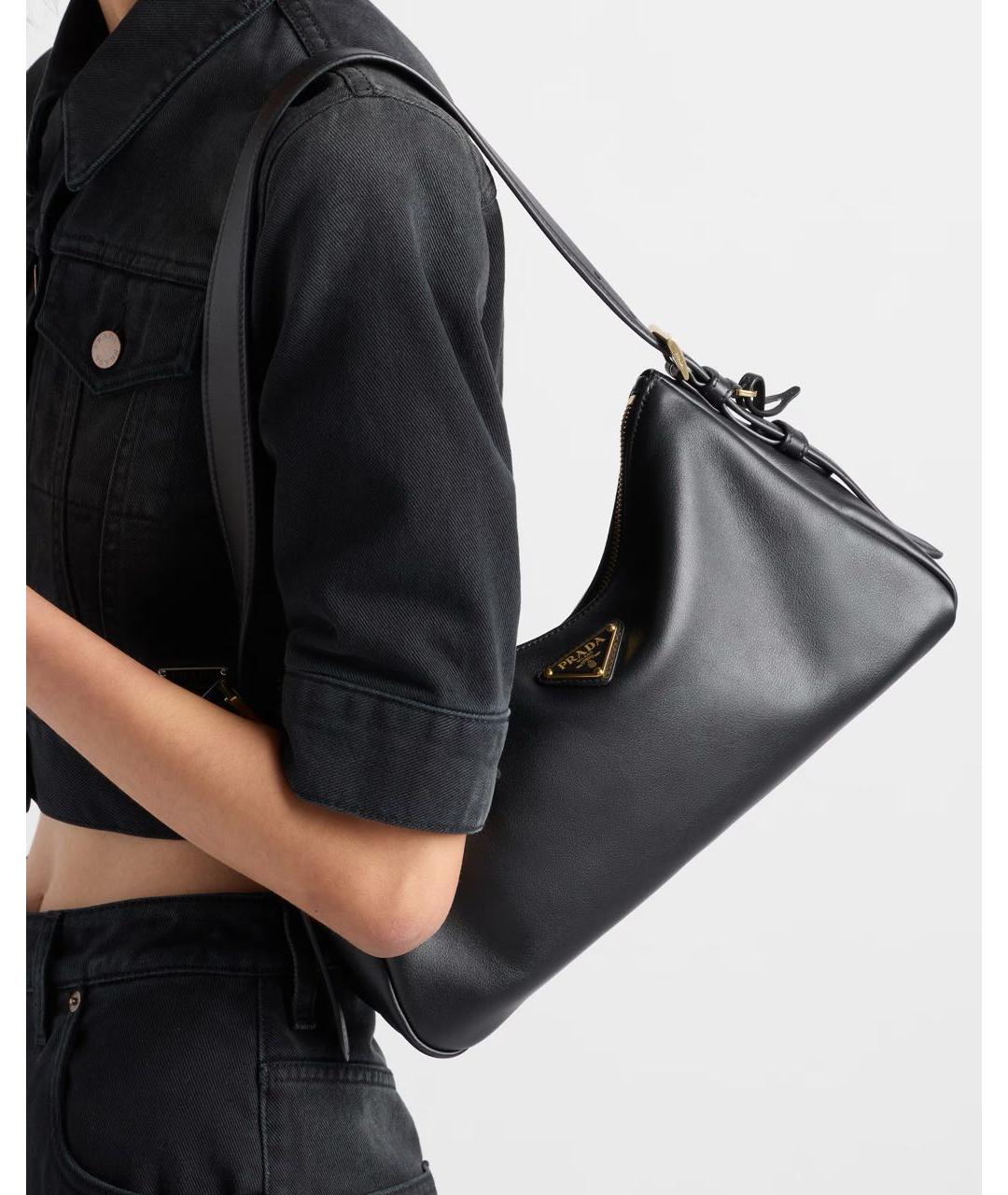 PRADA Черная кожаная сумка через плечо, фото 6