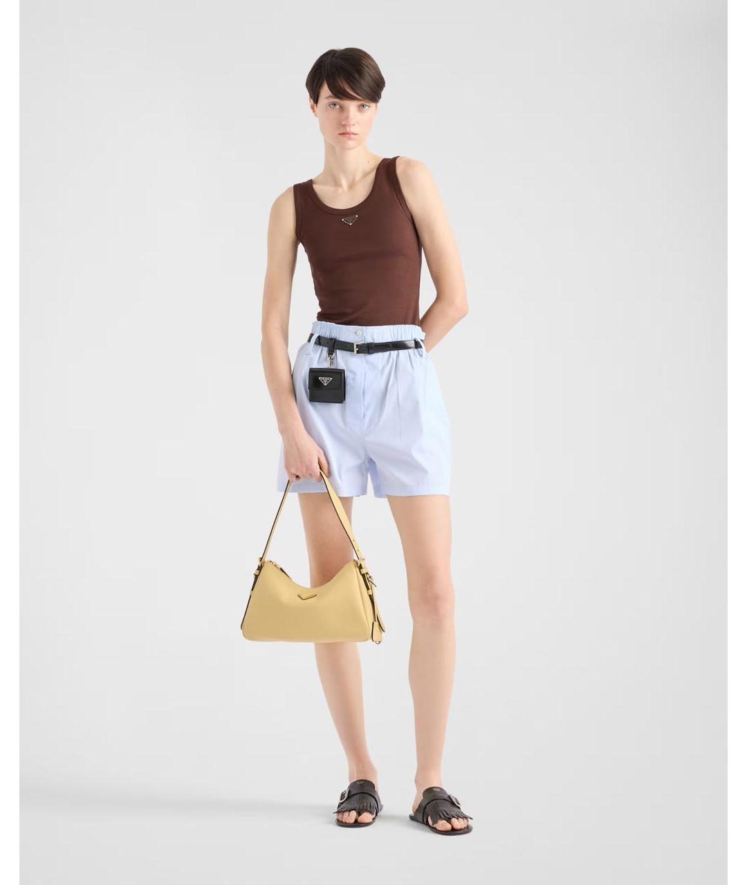 PRADA Желтая кожаная сумка через плечо, фото 2