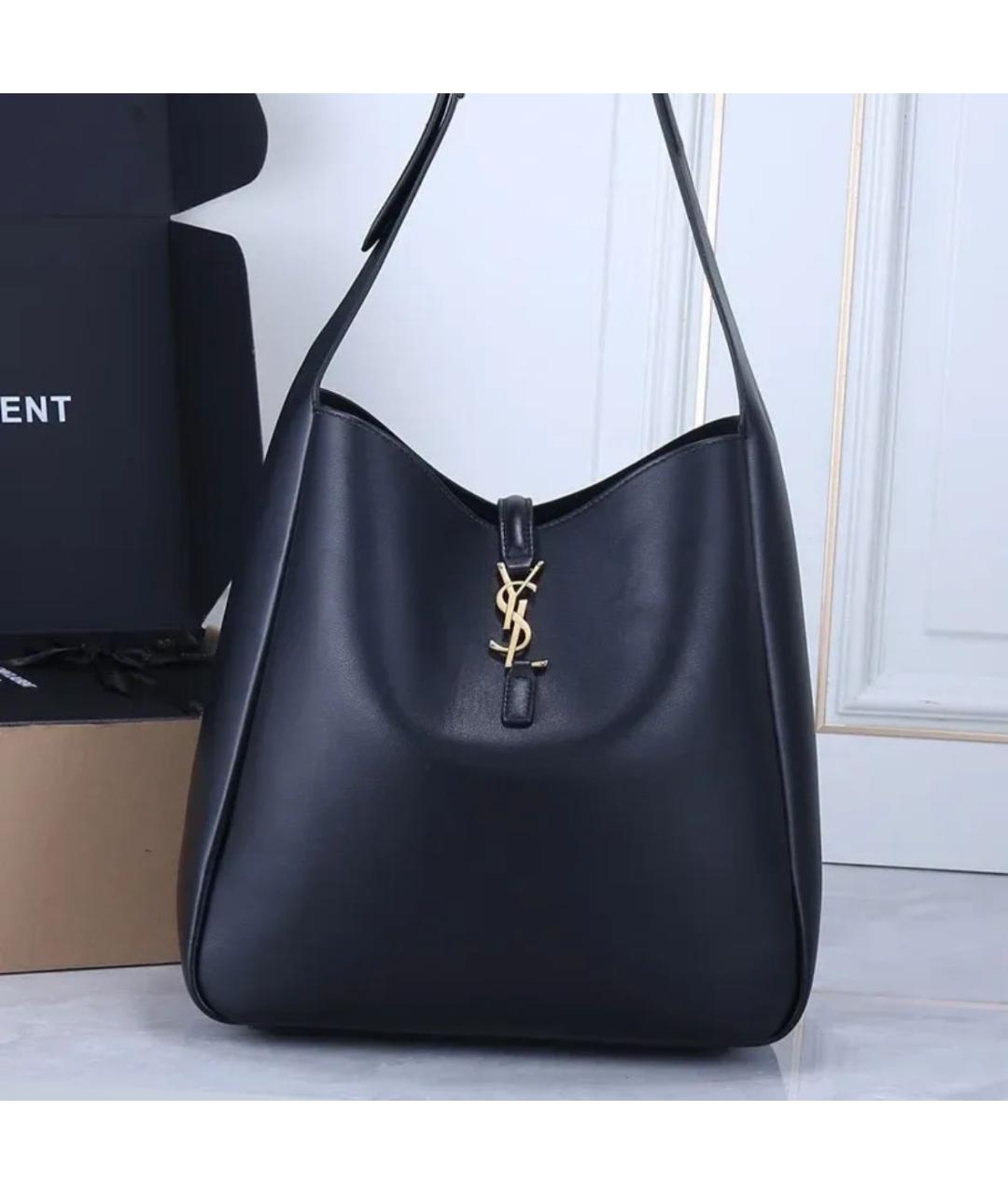 SAINT LAURENT Черная кожаная сумка через плечо, фото 2