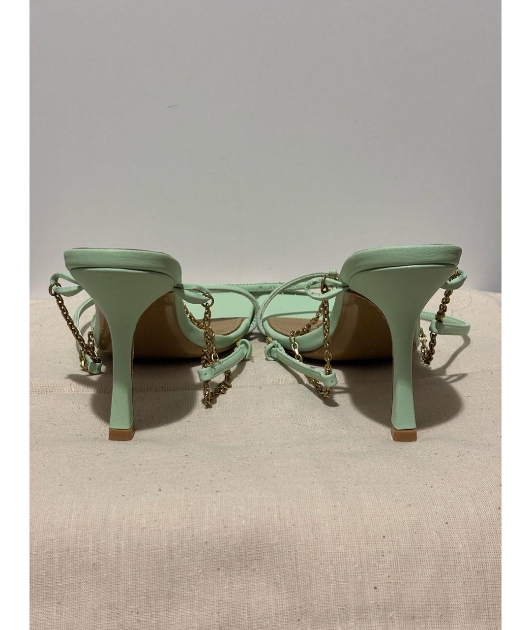 BOTTEGA VENETA Зеленые кожаные босоножки, фото 4