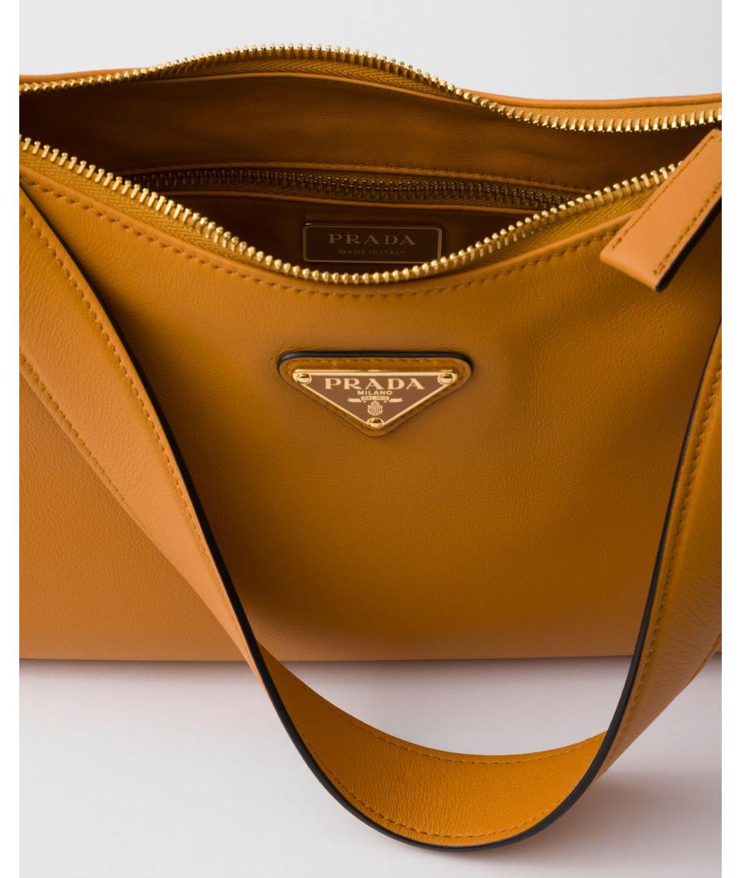 PRADA Оранжевая кожаная сумка через плечо, фото 4