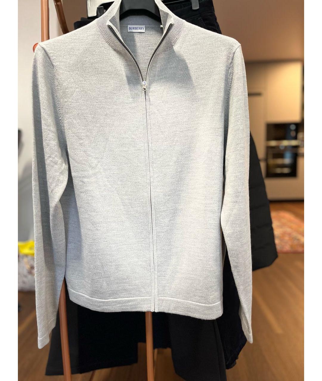 BURBERRY Серый шерстяной кардиган, фото 4