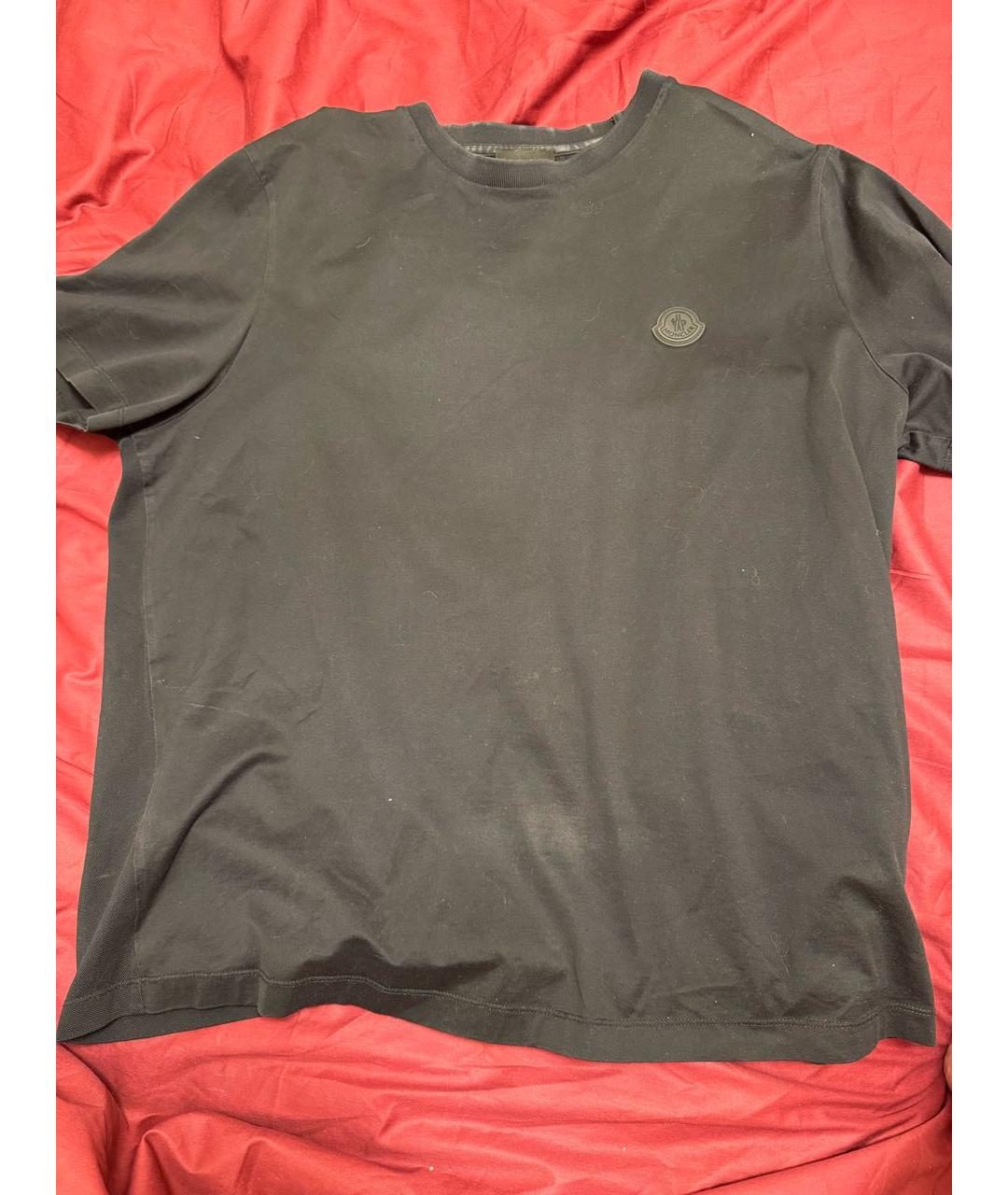 MONCLER Черная хлопковая футболка, фото 5